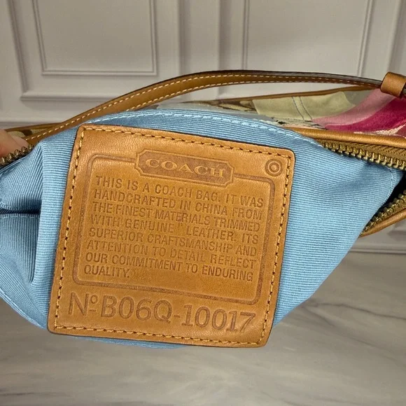 Coach Multicolor Patchwork Shoulder Bag with Tan Leather Trim | Y2K - Picture 9 of 11